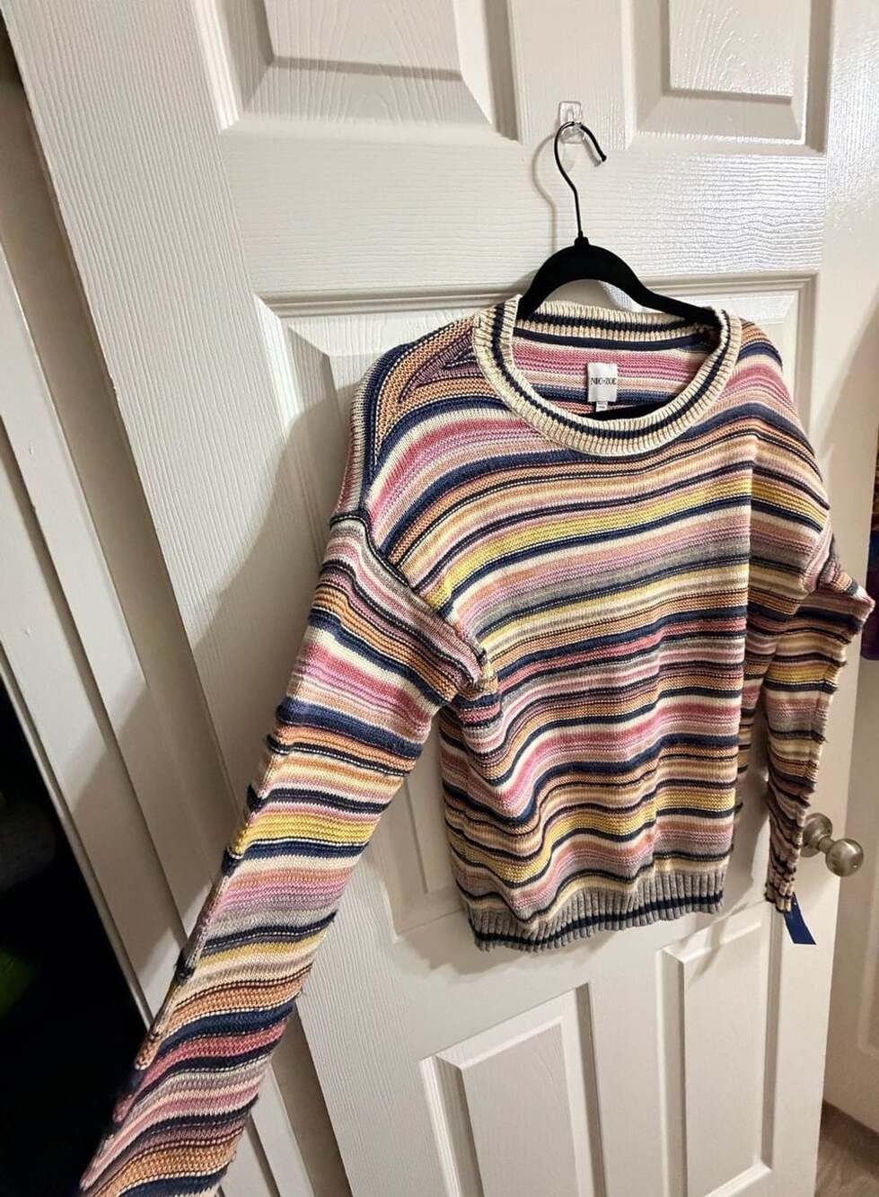 Nic+Zoe Striped Knit Sweater Size M Multicolored